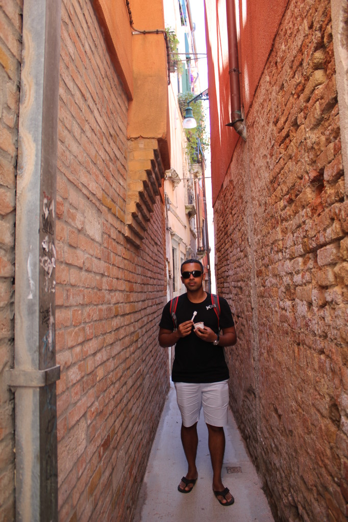 Narrow streets!!  If Devon keeps eating all those gelatos he may not fit anymore.