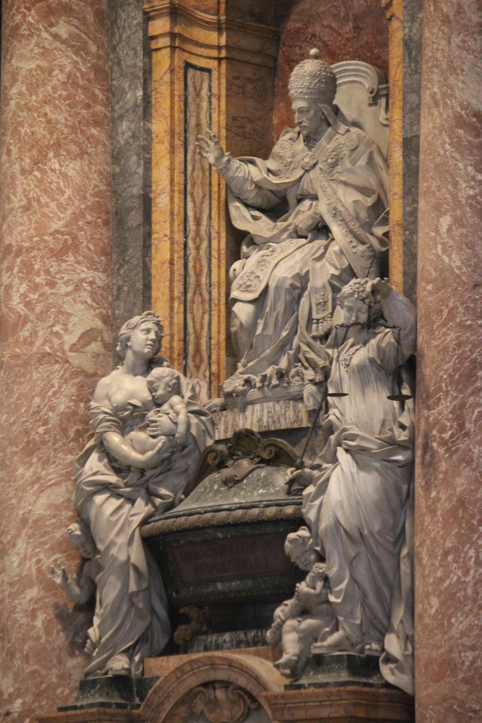 Throughout the Chapel, you find statues of past Popes.