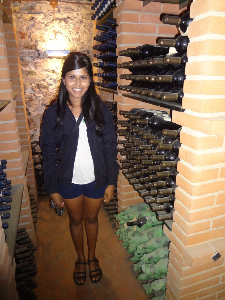 Christine in the wine cellar of the castle